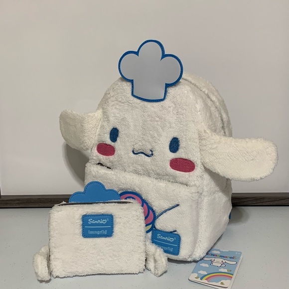 Loungefly Cinnamoroll Chef Fluffy Mini Backpack & Wallet-New - Picture 12 of 12